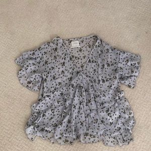 Urban Outfitters Deep V Ruffle Top